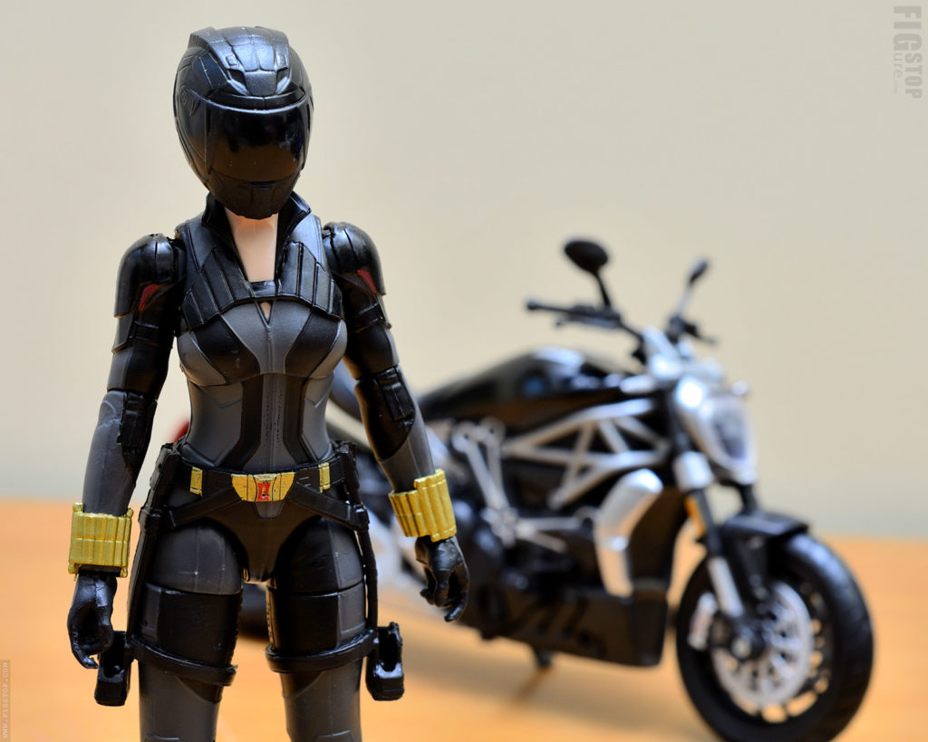 Kitbashed Motorcycle Rider - Action Figure - Black Widow with Helmet